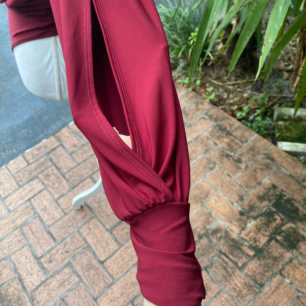 Lulus Burgundy Maroon Plunge Bodysuit - Picture 9 of 12
